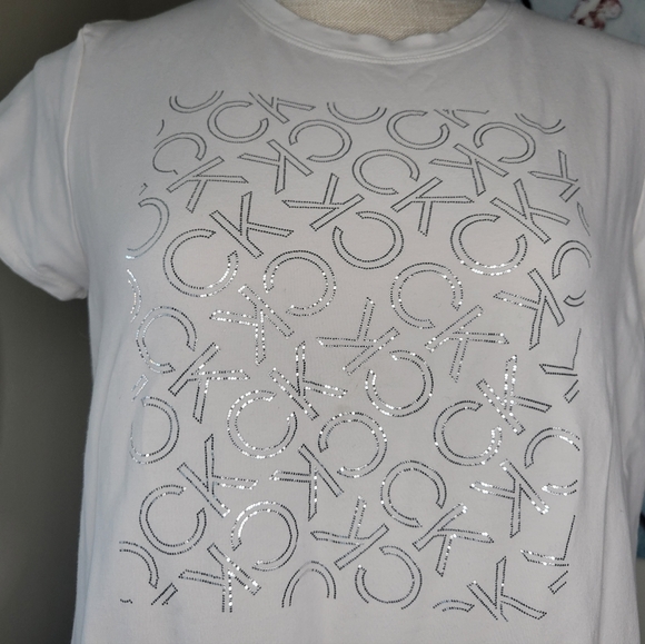 White and Silver Calvin Klein Top - Picture 2 of 7